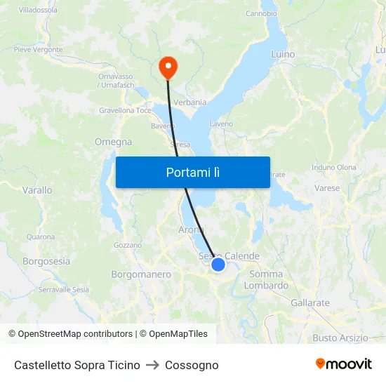 Castelletto Sopra Ticino to Cossogno map