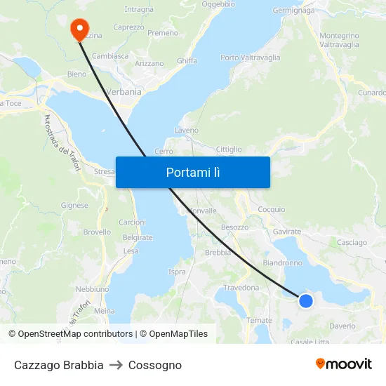 Cazzago Brabbia to Cossogno map