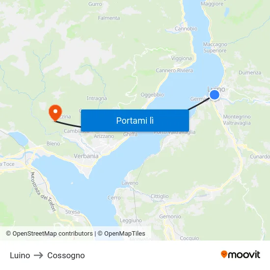Luino to Cossogno map