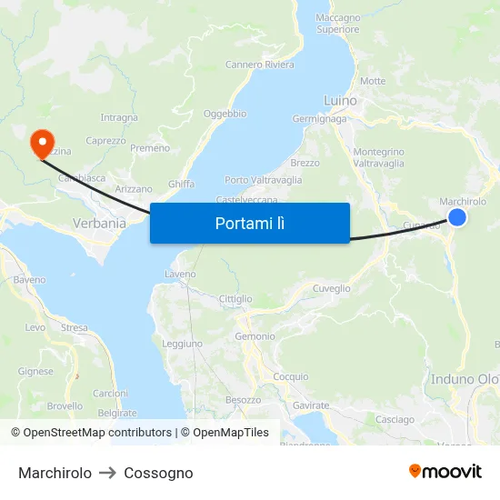 Marchirolo to Cossogno map
