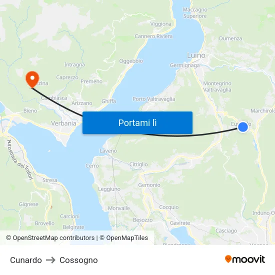 Cunardo to Cossogno map