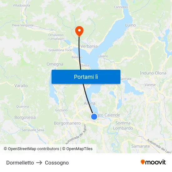 Dormelletto to Cossogno map
