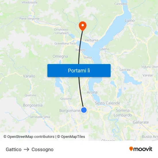 Gattico to Cossogno map