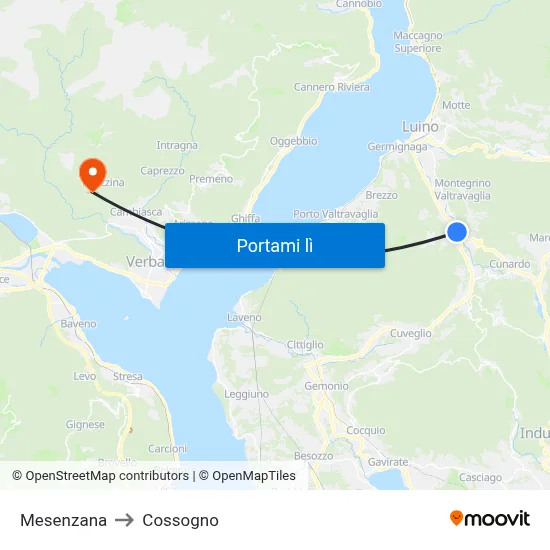 Mesenzana to Cossogno map