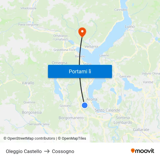 Oleggio Castello to Cossogno map