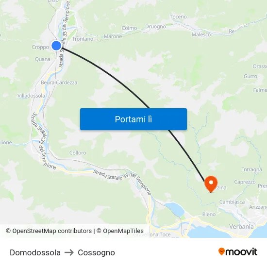 Domodossola to Cossogno map