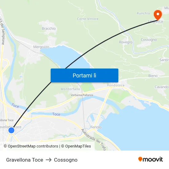 Gravellona Toce to Cossogno map