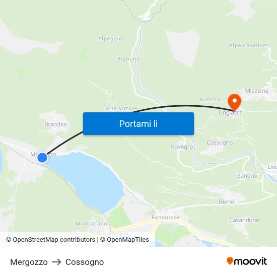 Mergozzo to Cossogno map