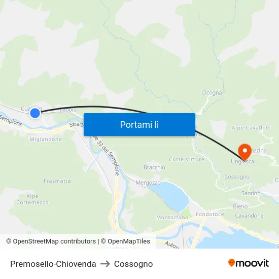 Premosello-Chiovenda to Cossogno map