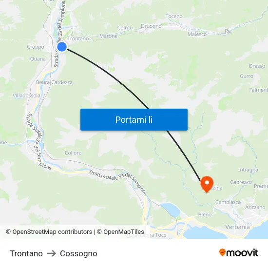 Trontano to Cossogno map
