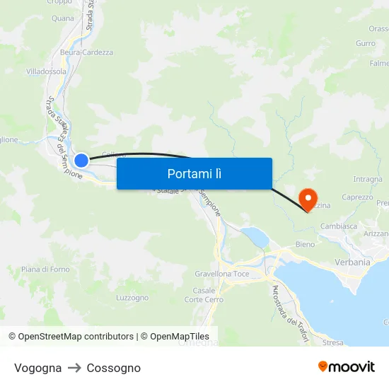 Vogogna to Cossogno map