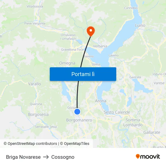 Briga Novarese to Cossogno map