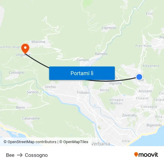 Bee to Cossogno map