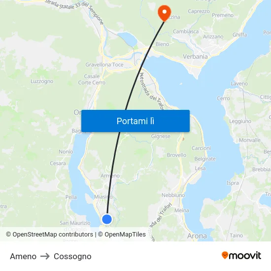 Ameno to Cossogno map