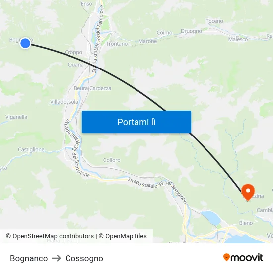 Bognanco to Cossogno map