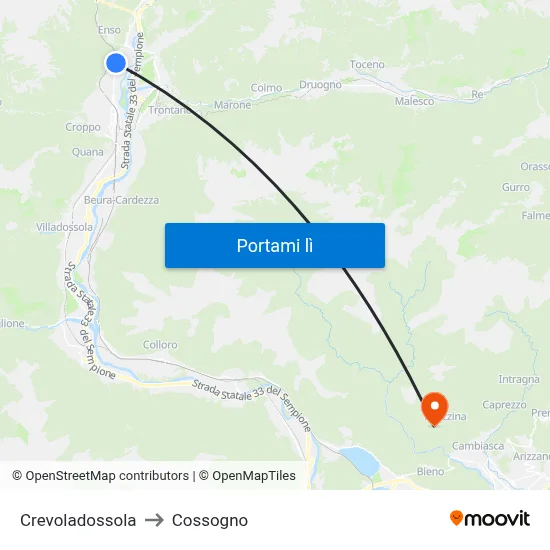 Crevoladossola to Cossogno map