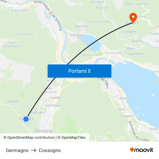 Germagno to Cossogno map