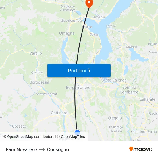 Fara Novarese to Cossogno map