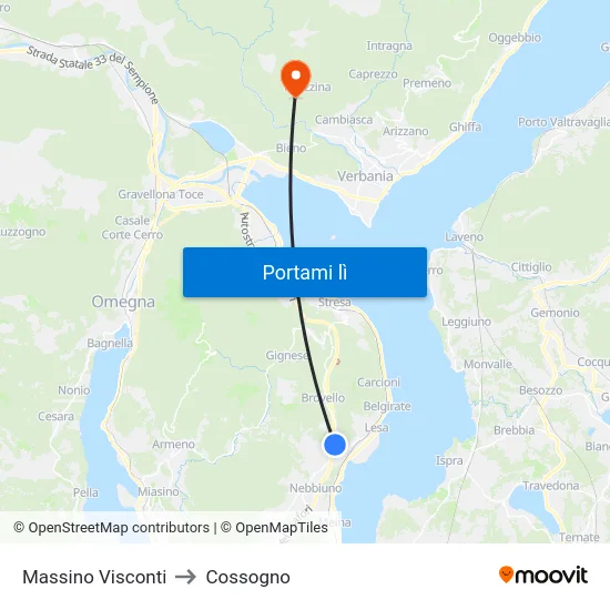 Massino Visconti to Cossogno map