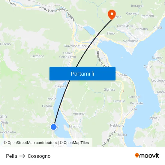 Pella to Cossogno map