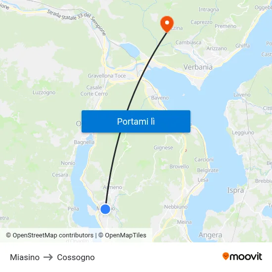 Miasino to Cossogno map