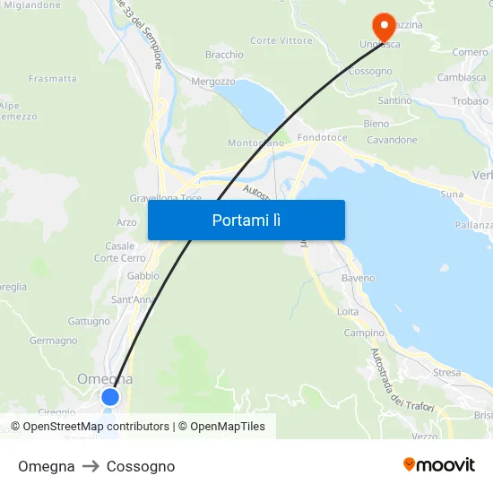 Omegna to Cossogno map