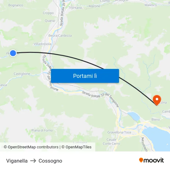 Viganella to Cossogno map