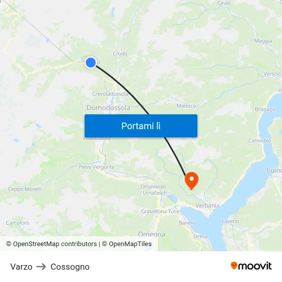 Varzo to Cossogno map