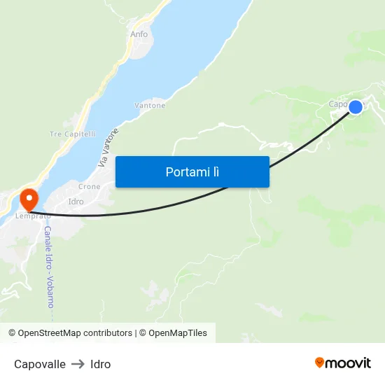Capovalle to Idro map
