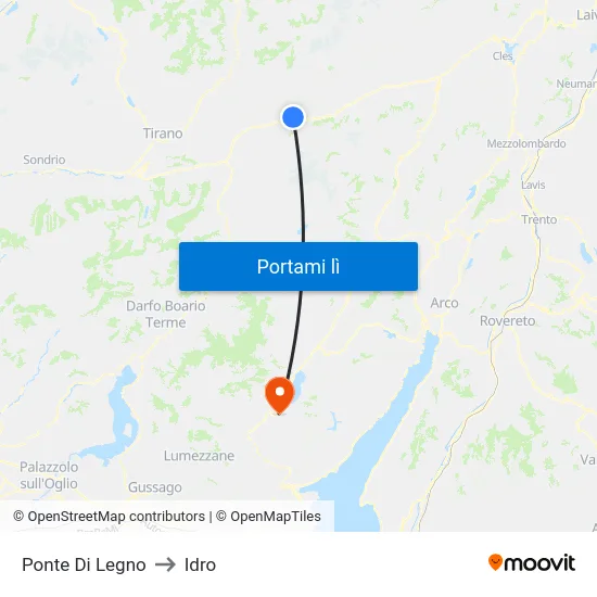 Ponte Di Legno to Idro map