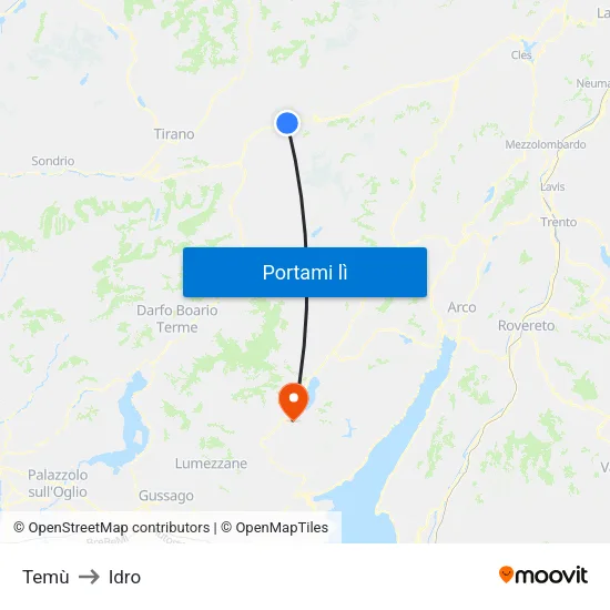 Temù to Idro map