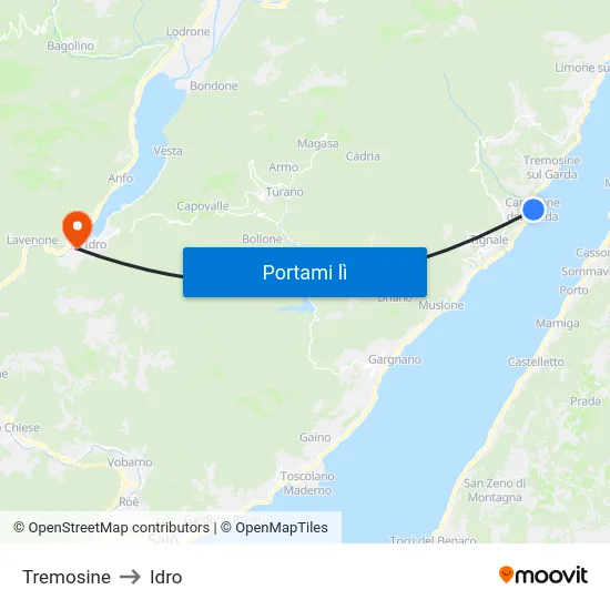 Tremosine to Idro map