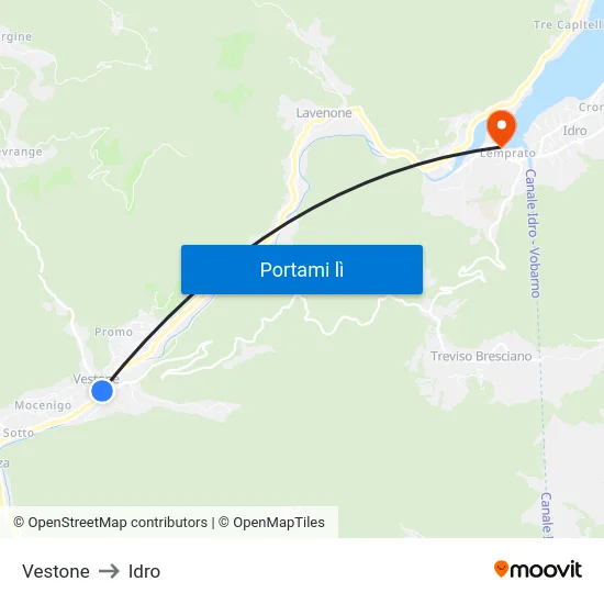 Vestone to Idro map