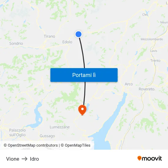 Vione to Idro map