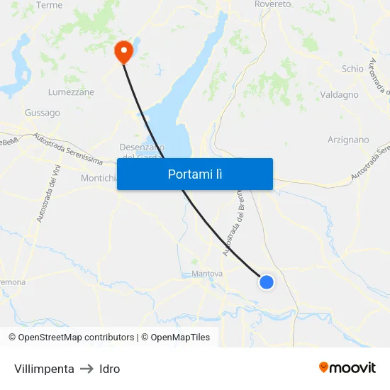 Villimpenta to Idro map