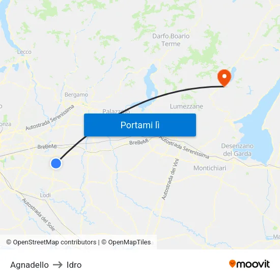 Agnadello to Idro map