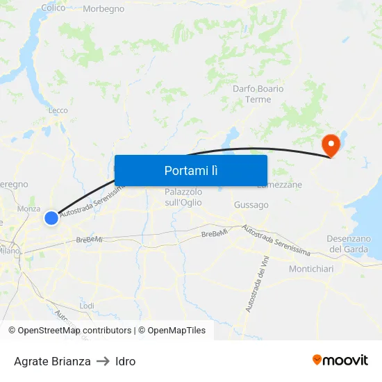 Agrate Brianza to Idro map