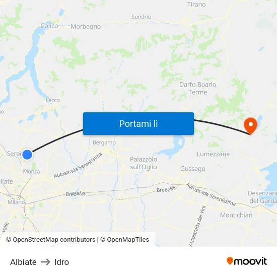 Albiate to Idro map
