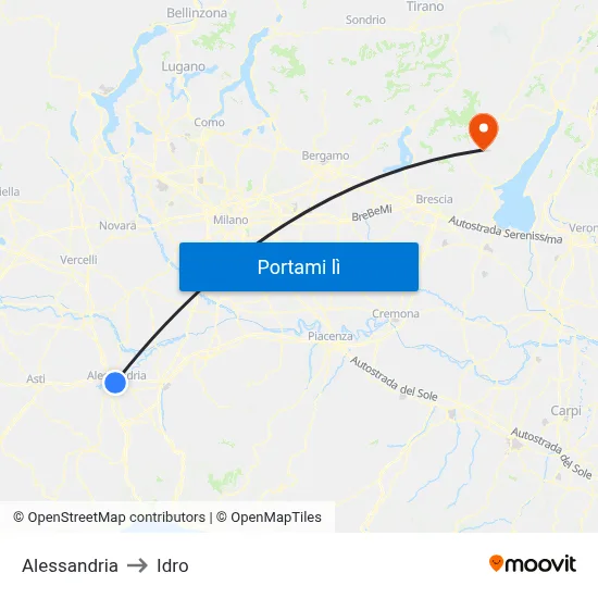 Alessandria to Idro map