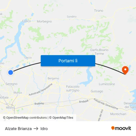 Alzate Brianza to Idro map
