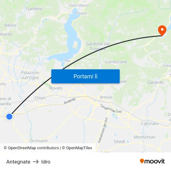 Antegnate to Idro map