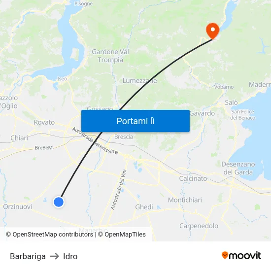 Barbariga to Idro map