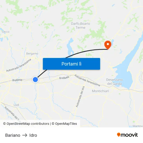 Bariano to Idro map