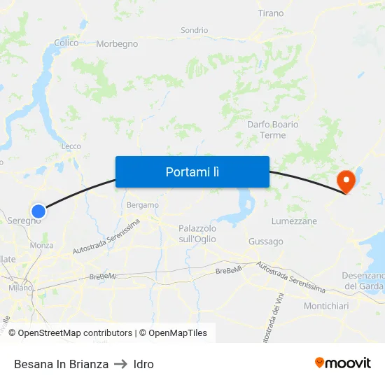 Besana In Brianza to Idro map