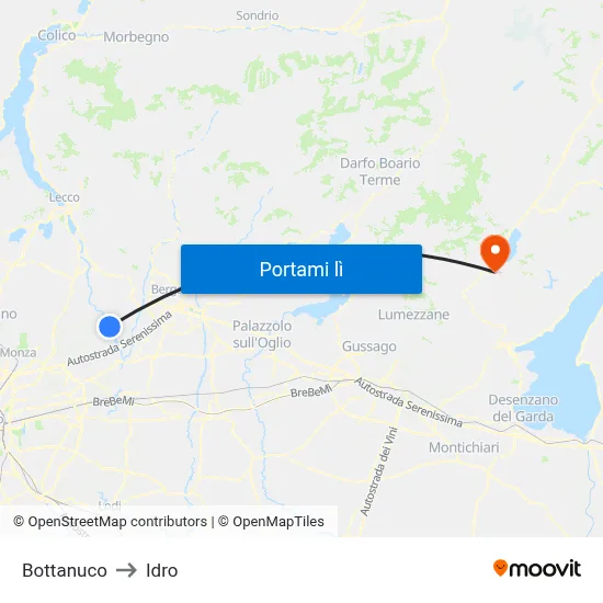 Bottanuco to Idro map