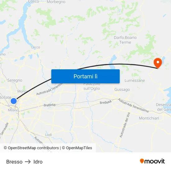 Bresso to Idro map