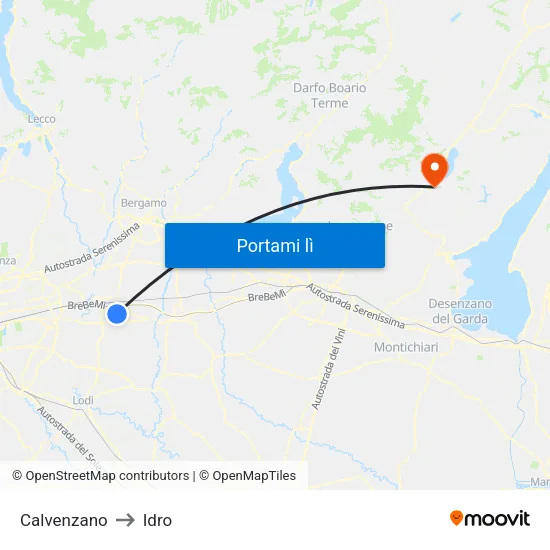 Calvenzano to Idro map