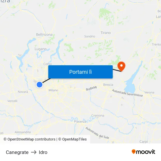 Canegrate to Idro map