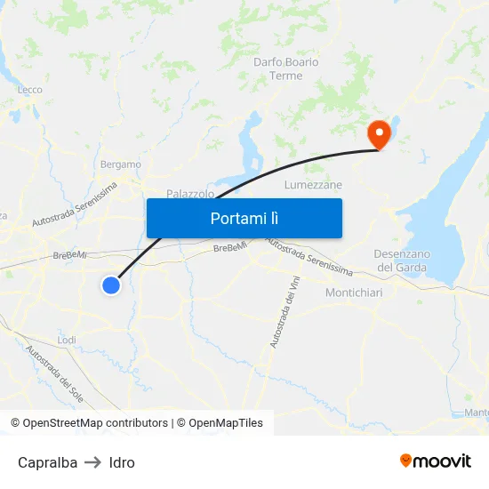 Capralba to Idro map