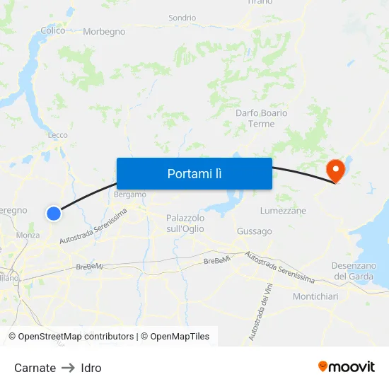 Carnate to Idro map